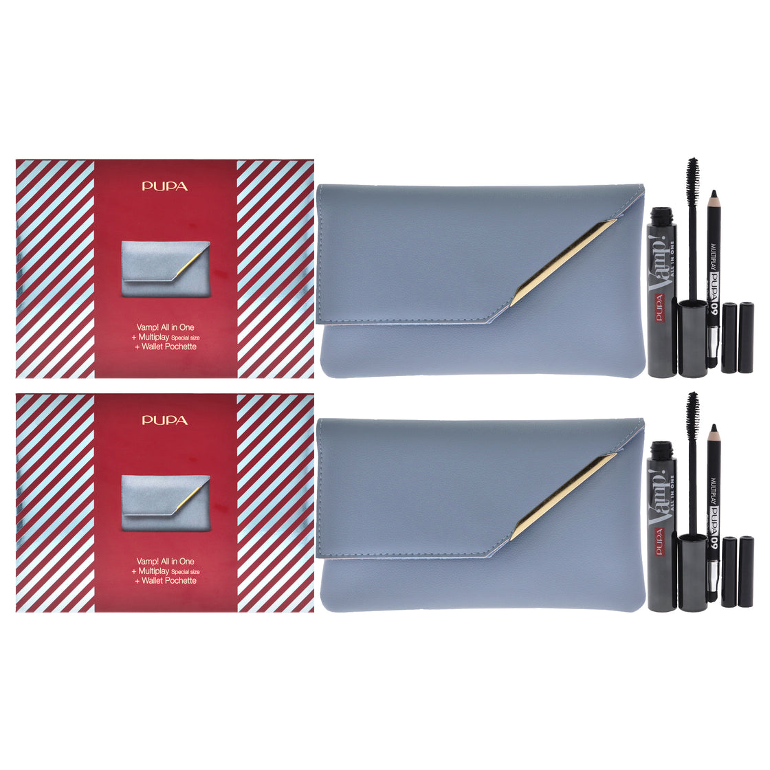 Vamp! All in One and Multiplay Set - Pack of 2 by Pupa Milano for Women - 3 Pc 0.30oz Vamp! All in One Mascara - 101 Black, 0.03oz Multiplay Eye Pencil - 09 Black, Wallet