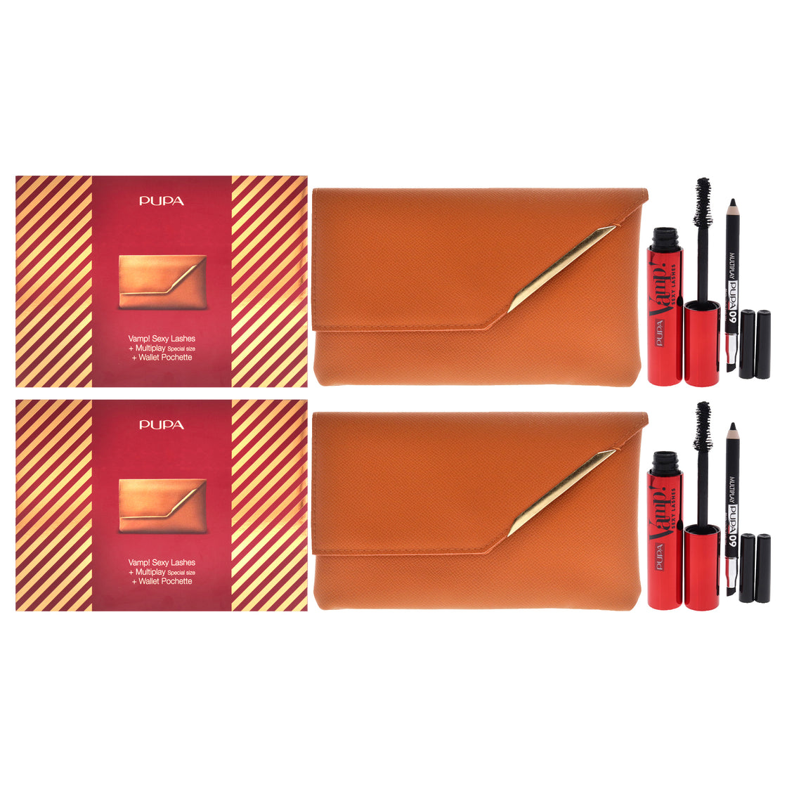 Vamp! Sexy Lashes and Multiply Set - Pack of 2 by Pupa Milano for Women - 3 Pc 0.40oz Vamp! Sexy Lashes Mascara - 011 Black, 0.03oz Multiplay Eye Pencil - 09 Black, Wallet