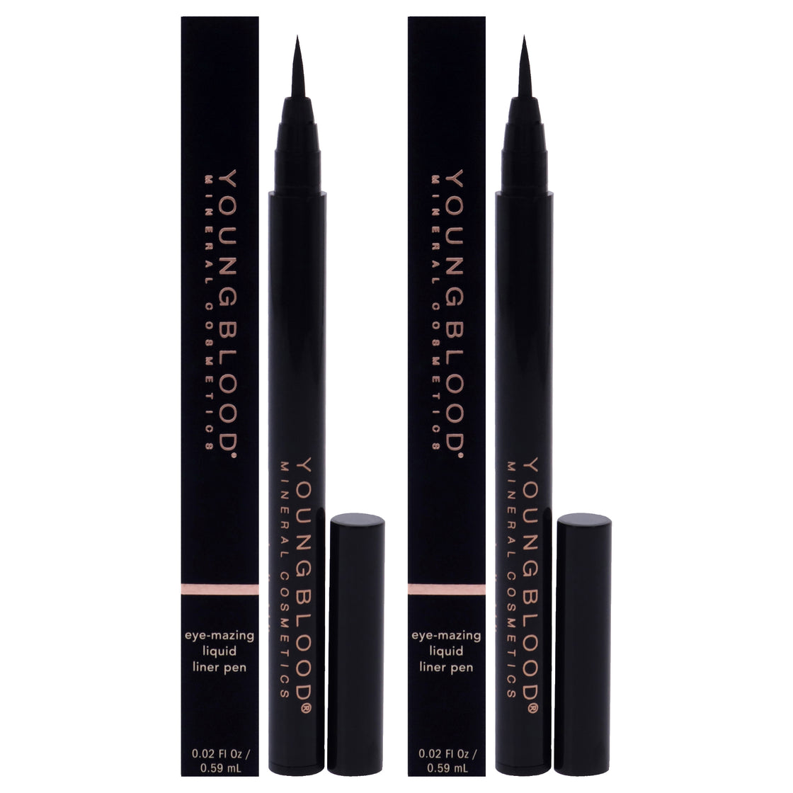 Eye-Mazing Liquid Liner Pen - Noir by Youngblood for Women - 0.02 oz Eyeliner - Pack of 2