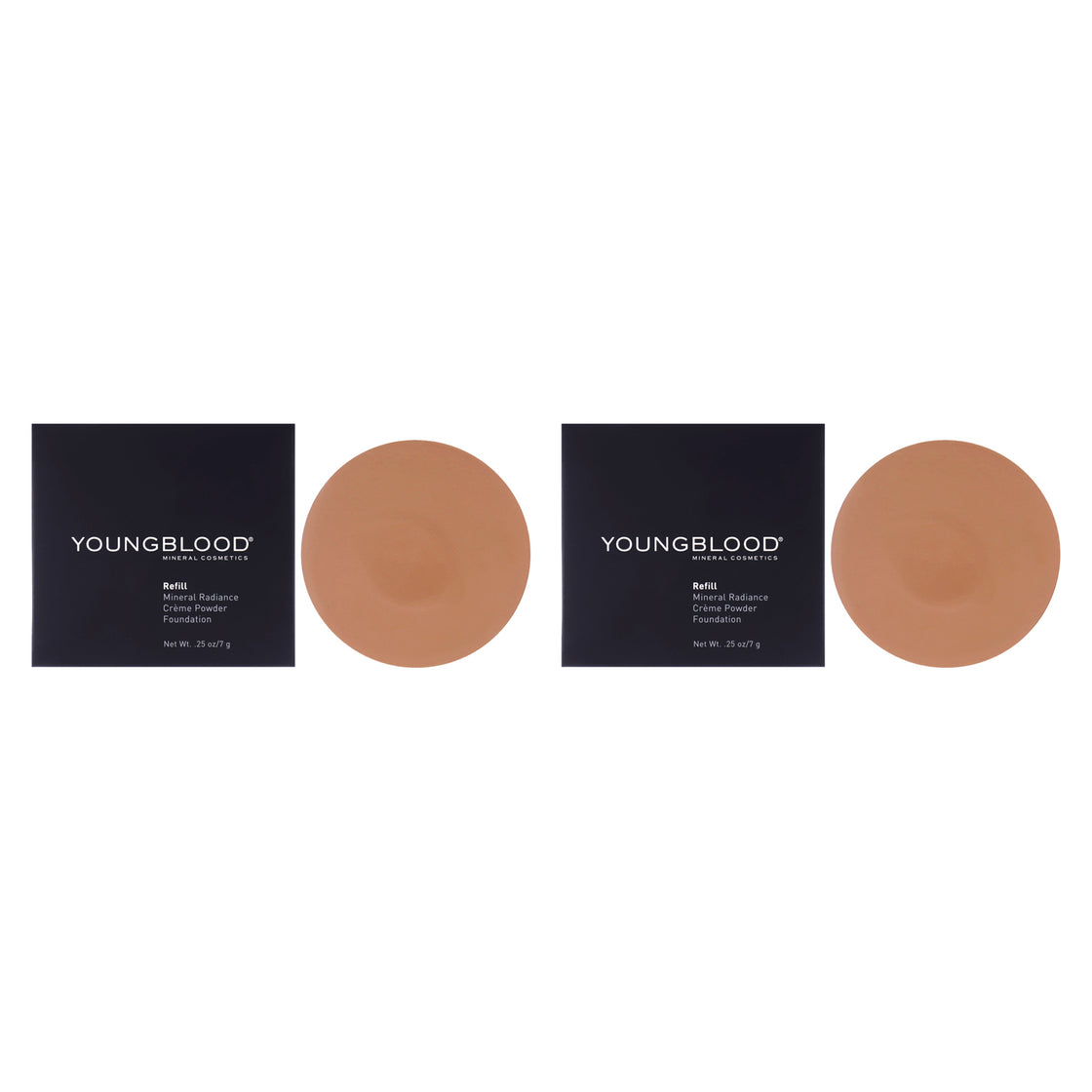 Mineral Radiance Creme Powder Foundation - Toffee by Youngblood for Women - 0.25 oz Foundation(Refill) - Pack of 2