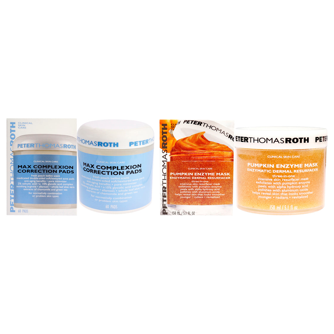 Max Complexion Correction Pads and Pumpkin Enzyme Mask Kit by Peter Thomas Roth for Unisex - 2 Pc Kit 60 Pc Pads, 5.1oz Mask