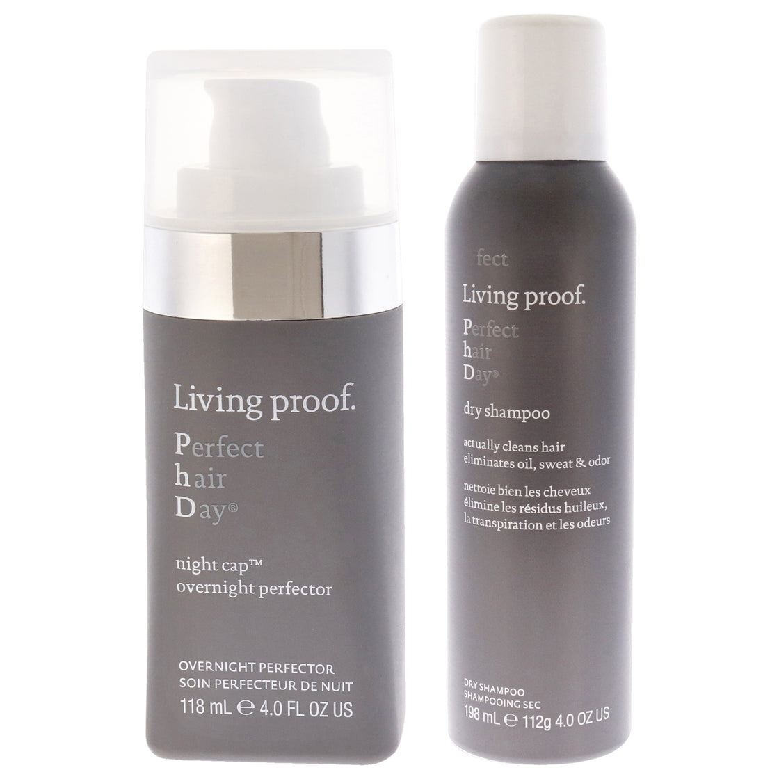 Perfect Hair Day (PhD) Night Cap Overnight Perfector and Dry Shampoo Kit by Living Proof for Unisex - 2 Pc Kit 4oz Perfector, 4oz Dry Shampoo