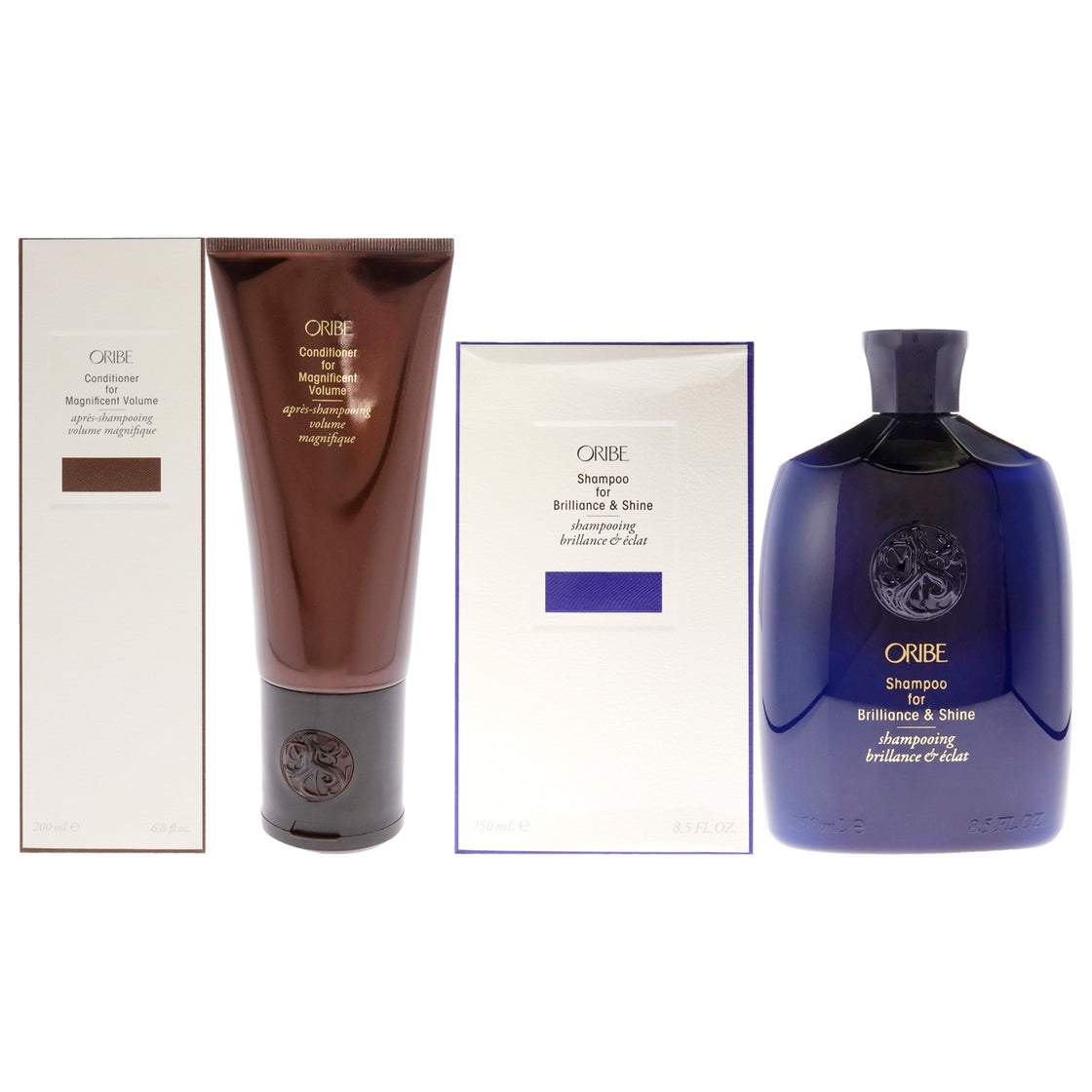 Conditioner for Magnificent Volume and Shampoo For BrillianceShine Kit by Oribe for Unisex - 2 Pc Kit 6.8oz Conditioner, 8.5oz Shampoo