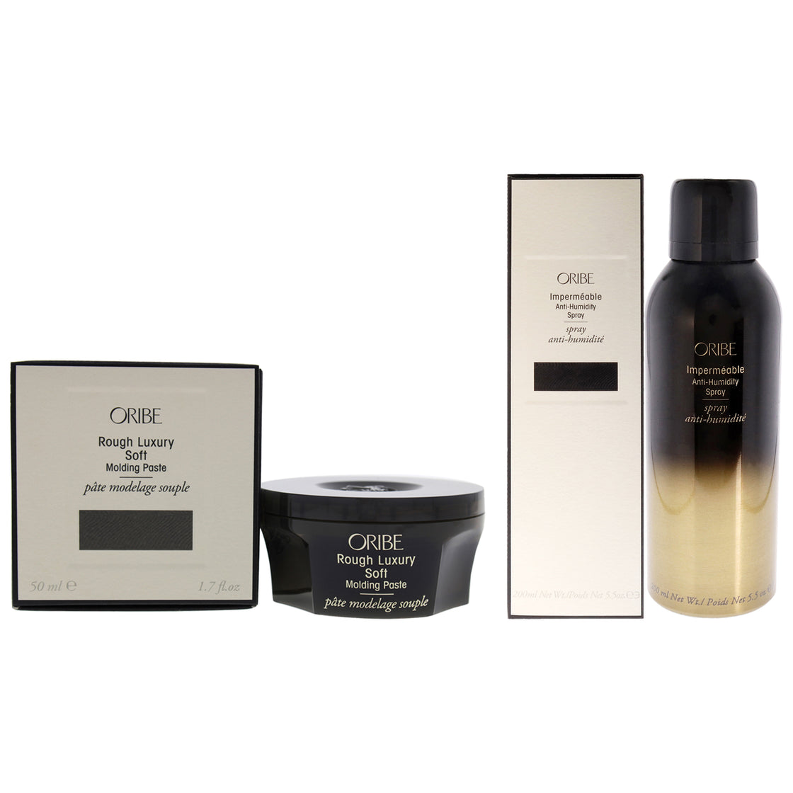 Rough Luxury Soft Molding Paste and Impermeable Anti-Humidity Spray Kit by Oribe for Unisex - 2 Pc Kit 1.7oz Cream, 5.5oz Hairspray