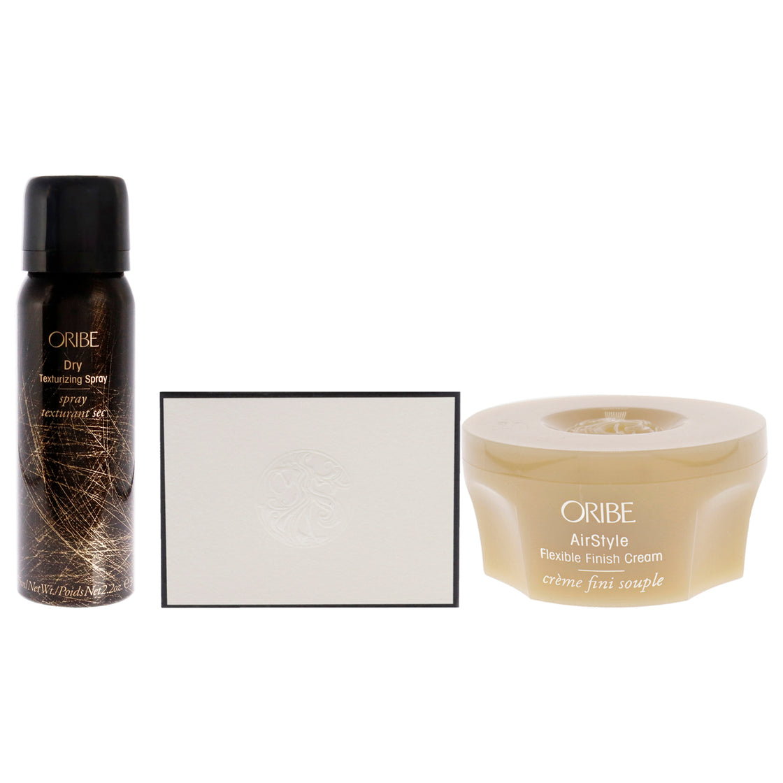 Dry Texturizing Spray and AirStyle Flexible Finish Cream Kit by Oribe for Unisex - 2 Pc Kit 2.1 oz Hair Spray, 1.7oz AirStyle Flexible Finish Cream