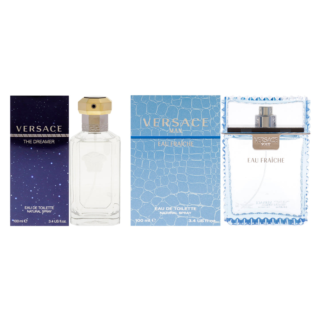 Versace Man Eau Fraiche and Dreamer Kit by Versace for Men - 2 Pc 2 x 3.4oz EDT Spray