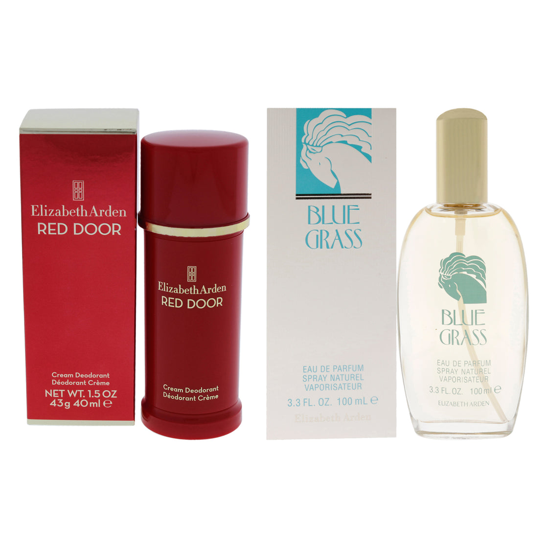 Blue Grass and Red Door Kit by Elizabeth Arden for Women - 2 Pc Kit 3.3 oz EDP Spray, 1.5 oz Deodorant Cream