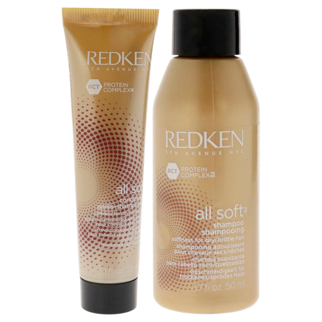 All Soft Shampoo and Conditioner Kit by Redken for Unisex - 2 Pc Kit 1.7oz Shampoo, 1oz Conditioner