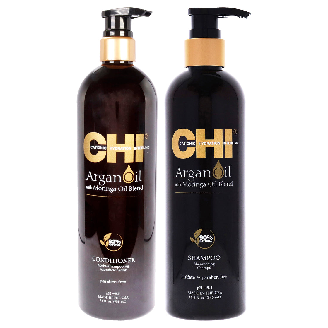 Argan Oil With Moringa Oil Blend Shampoo and Conditioner Kit by CHI for Unisex - 2 Pc Kit 11.5oz Shampoo, 25oz Conditioner