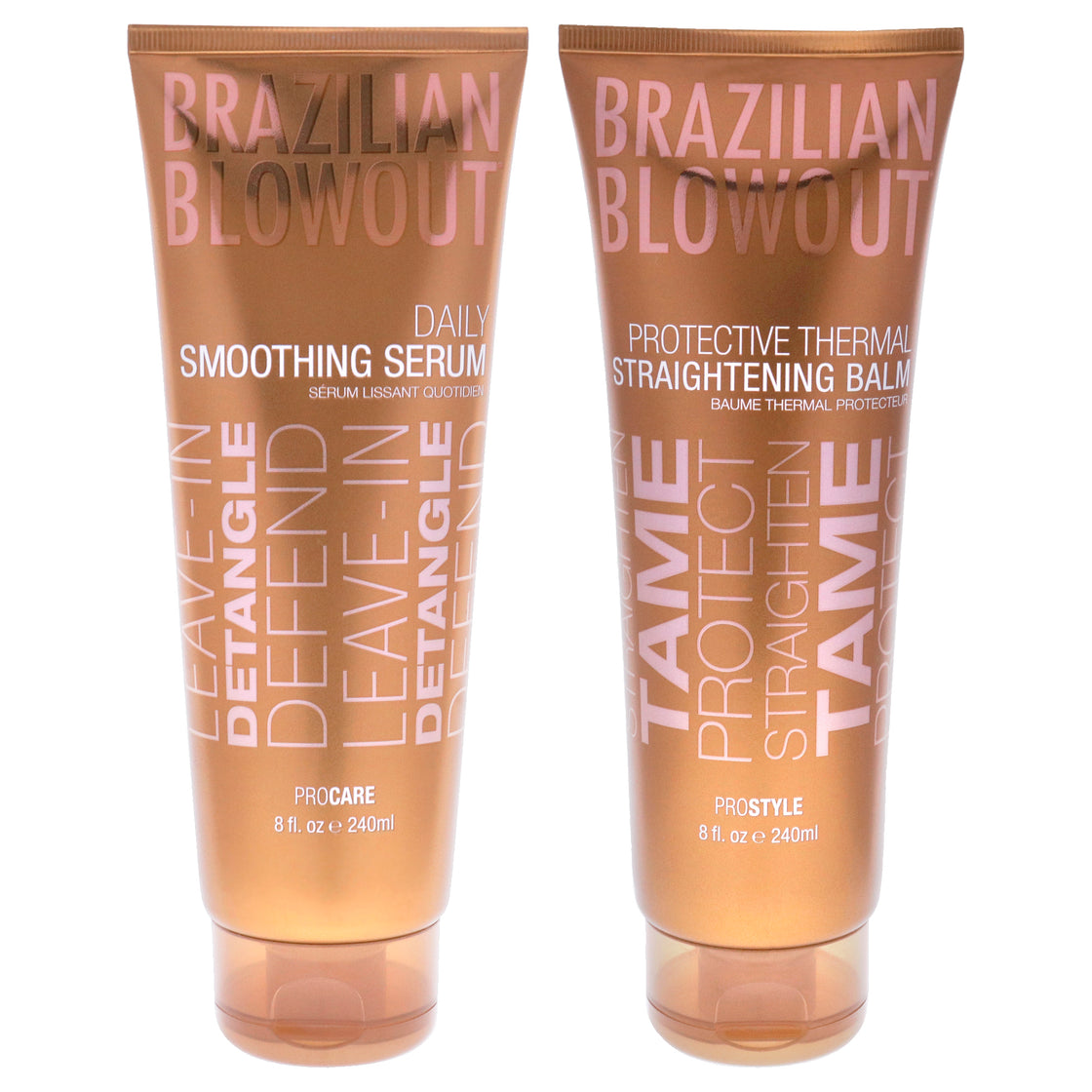 Acai Daily Smoothing Serum and Protective Thermal Straightening Balm Kit by Brazilian Blowout for Unisex - 2 Pc Kit 8oz Balm, 8oz Serum