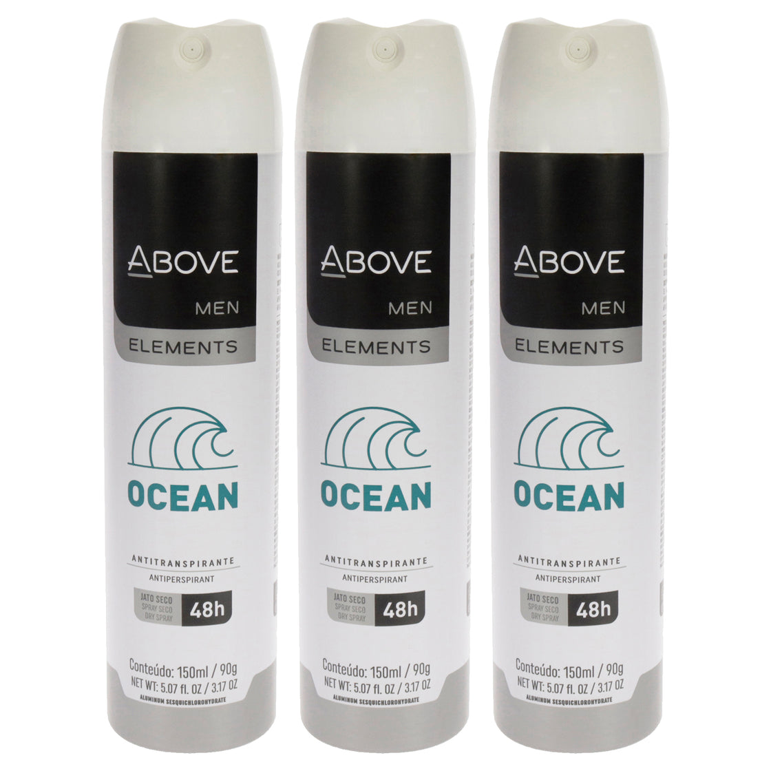 48 Hours Element Antiperspirant Deodorant - Ocean by Above for Men - 3.17 oz Deodorant Spray - Pack of 3