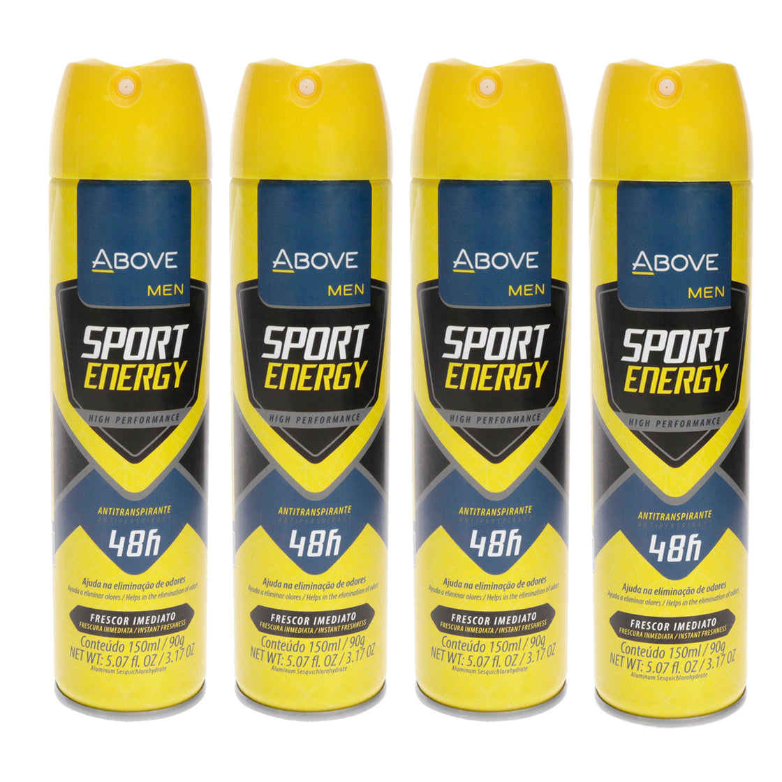 48 Hours Sport Energy Antiperspirant Deodorant by Above for Men - 3.17 oz Deodorant Spray - Pack of 4