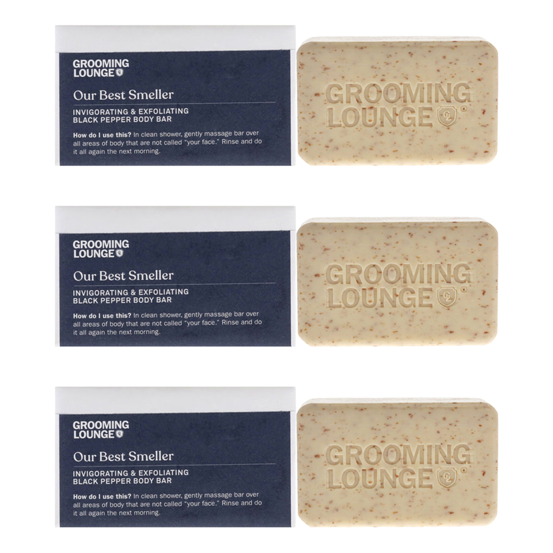 Our Best Smeller Body Bar by Grooming Lounge for Men - 7 oz Soap - Pack of 3