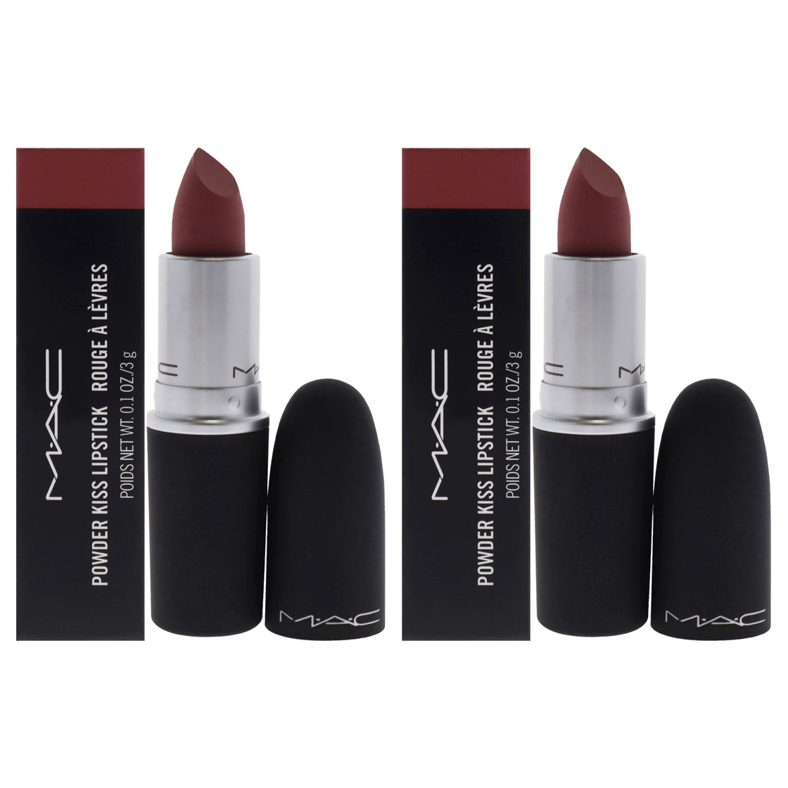 Powder Kiss Lipstick - 930 Brickthrough by MAC for Women - 0.10 oz Lipstick - Pack of 2