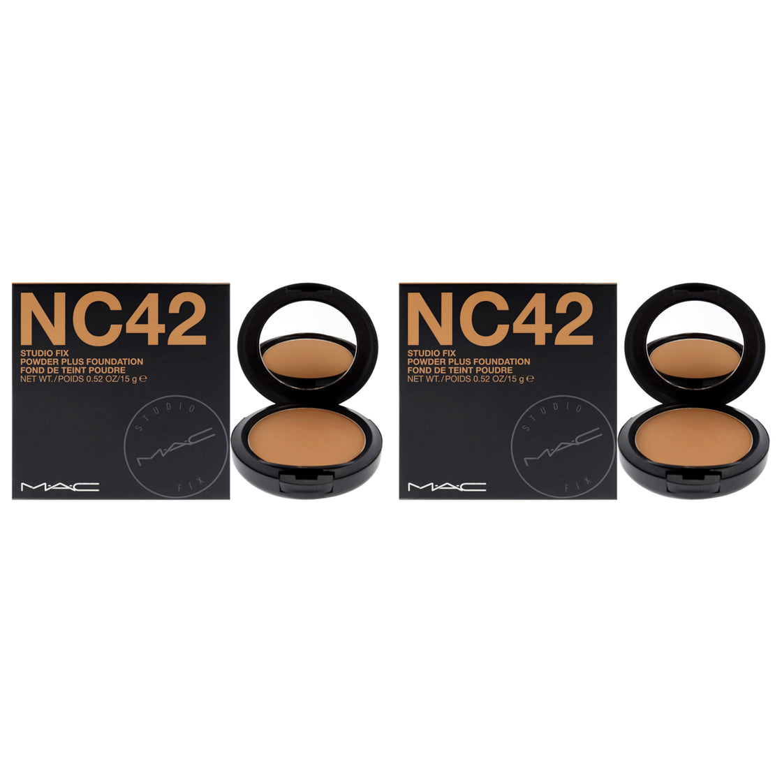 Studio Fix Powder Plus Foundation - NC42 by MAC for Women - 0.52 oz Foundation - Pack of 2