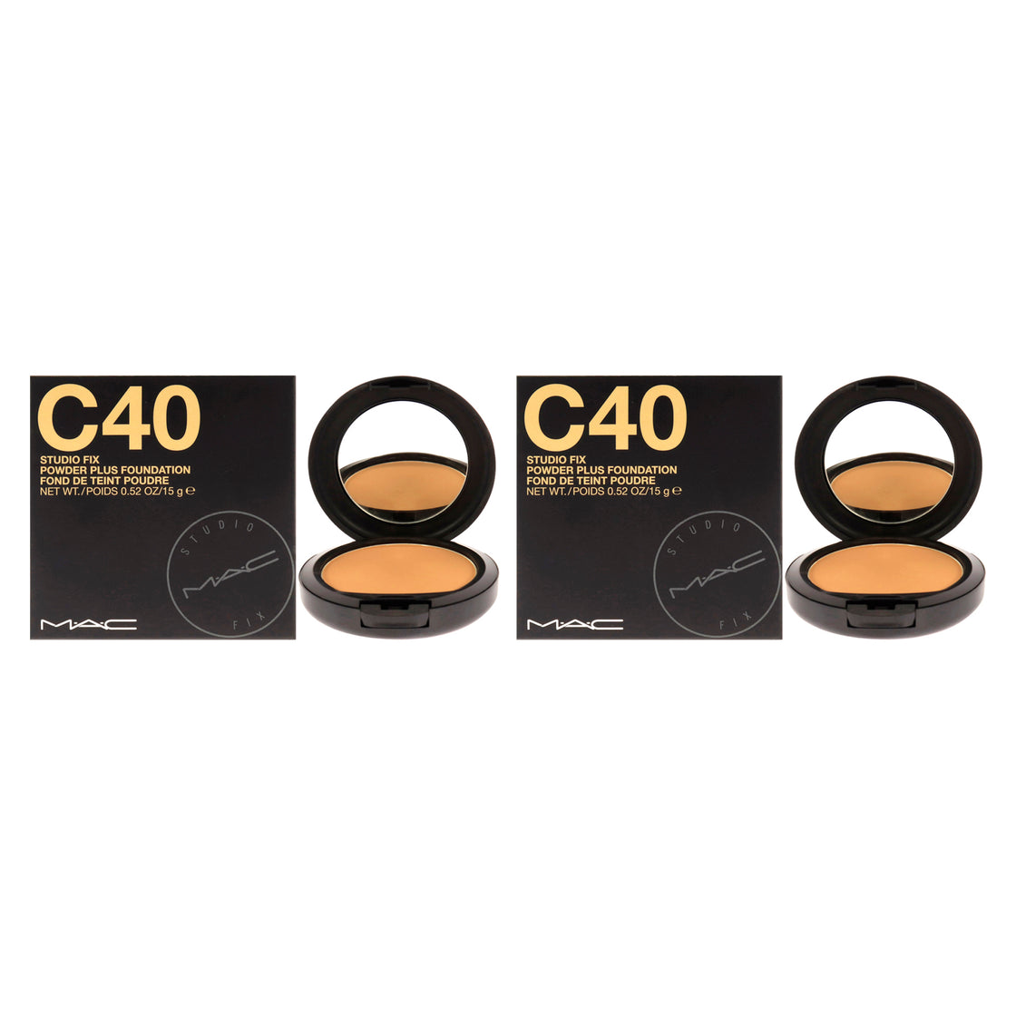 Studio Fix Powder Plus Foundation - C40 by MAC for Women - 0.52 oz Foundation - Pack of 2