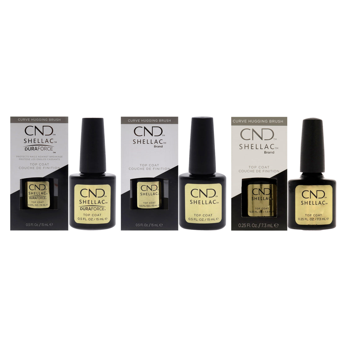 Shellac Nail Color Kit by CND for Women - 3 Pc Kit 0.25oz Nail Polish - Duraforce, 0.25oz Nail Polish - Original Top Coat, 0.5oz Nail Polish - Original Top Coat