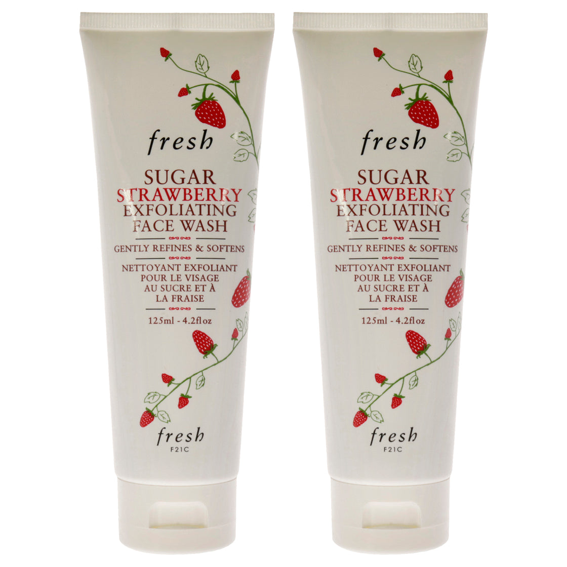 Sugar Strawberry Exfoliating Face Wash by Fresh for Women - 4.2 oz Cleanser - Pack of 2