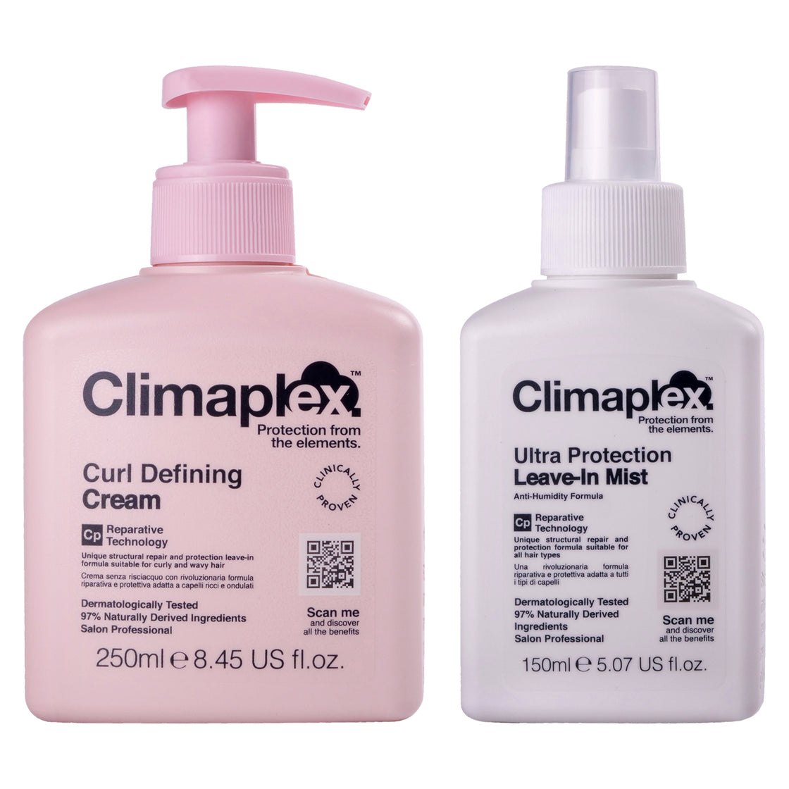 Climaplex Curl Defining Cream and Climaplex Ultra Protection Leave-In Mist Kit by Climaplex for Unisex - 2 Pc Kit 8.45 oz Cream, 5.07 oz Mist