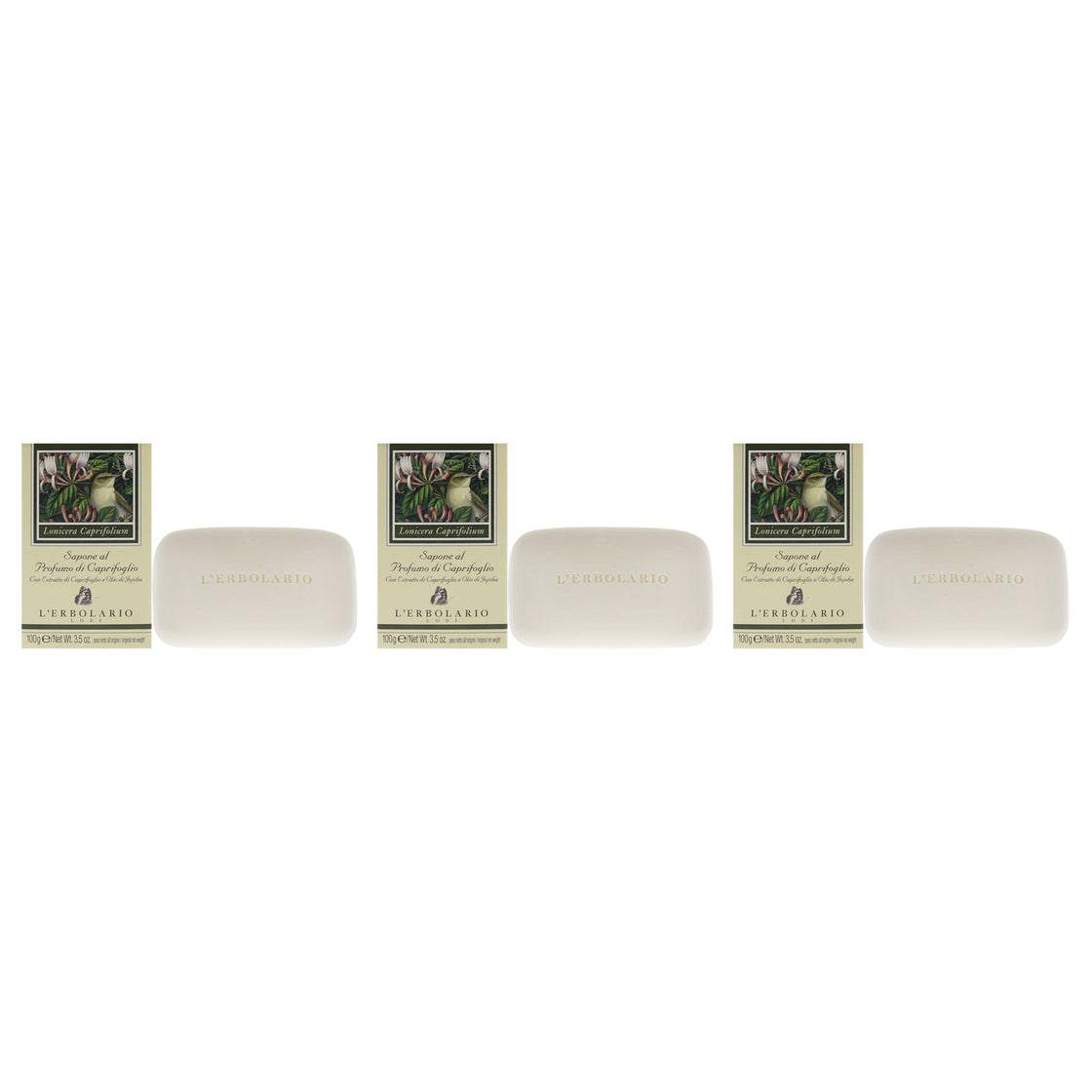 Honeysuckle Perfumed Soap by LErbolario for Unisex - 3.5 oz Soap - Pack of 3