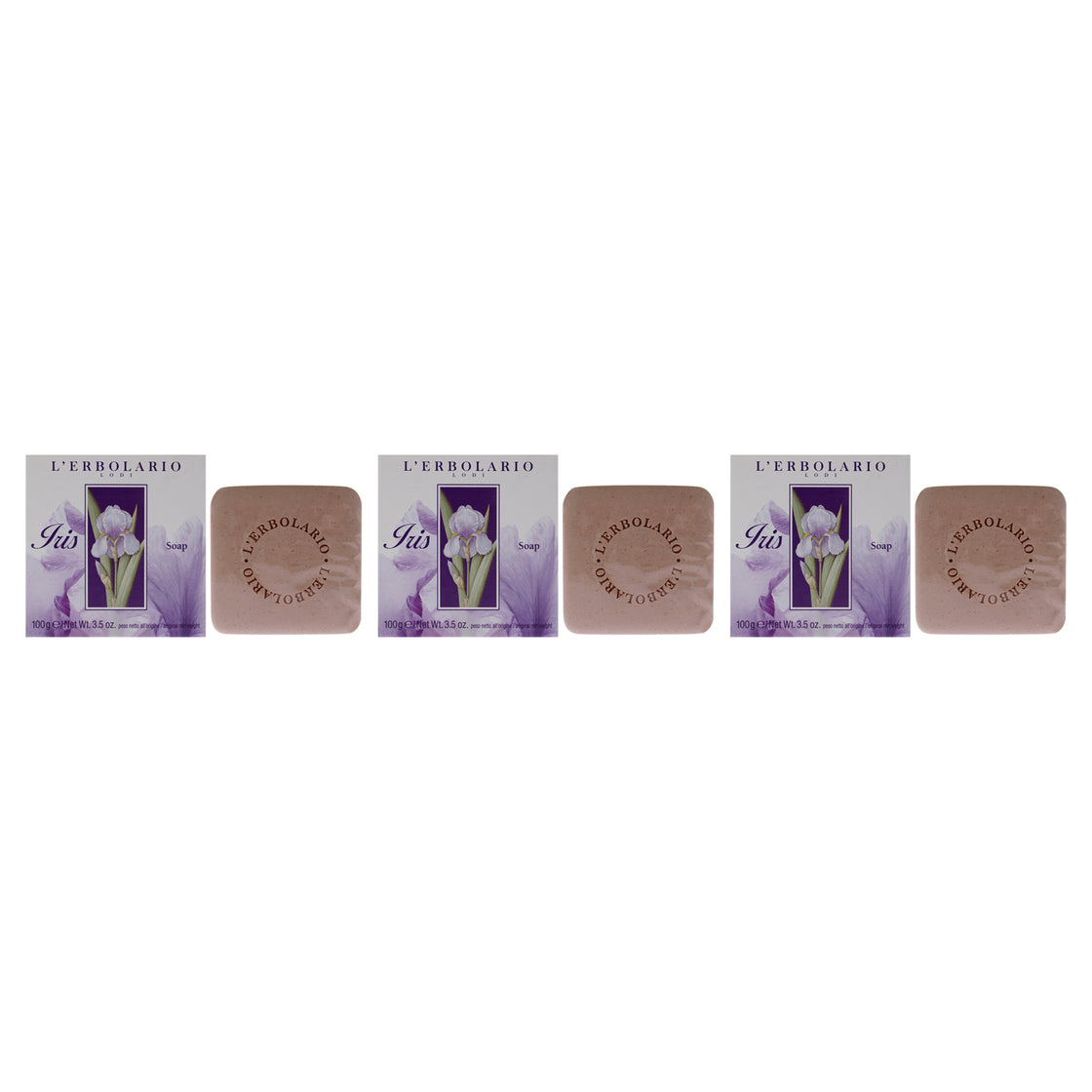 Iris Bar Soap by LErbolario for Unisex - 3.5 oz Soap - Pack of 3