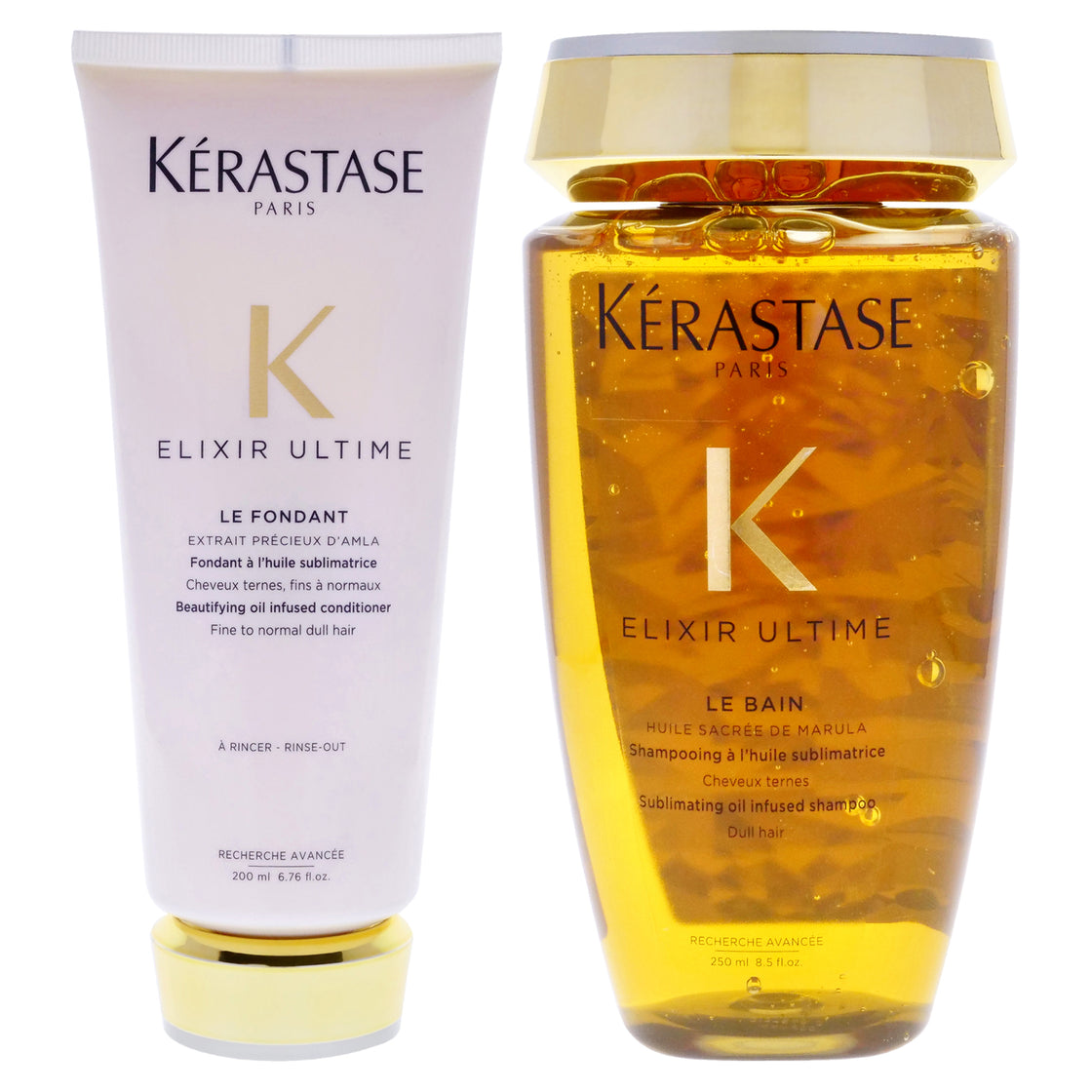 Elixir Ultime Kit by Kerastase for Unisex - 3 Pc Kit 6.8oz Elixir Ultime Le Fondant Conditioner, 6.8oz lixir Ultime Le Masque, 8.5oz Elixir Ultime Le Bain Shampoo