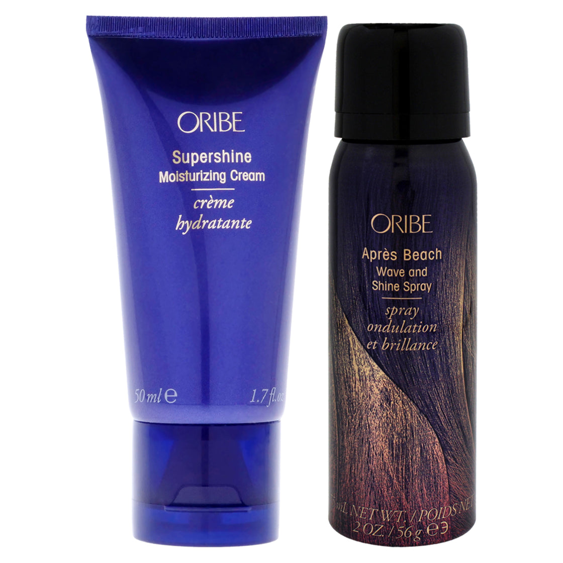 Supershine Moisturizing Cream and Apres Beach Wave And Shine Spray Kit by Oribe for Unisex - 2 Pc Kit 1.7oz Cream, 2.1oz Hair Spray