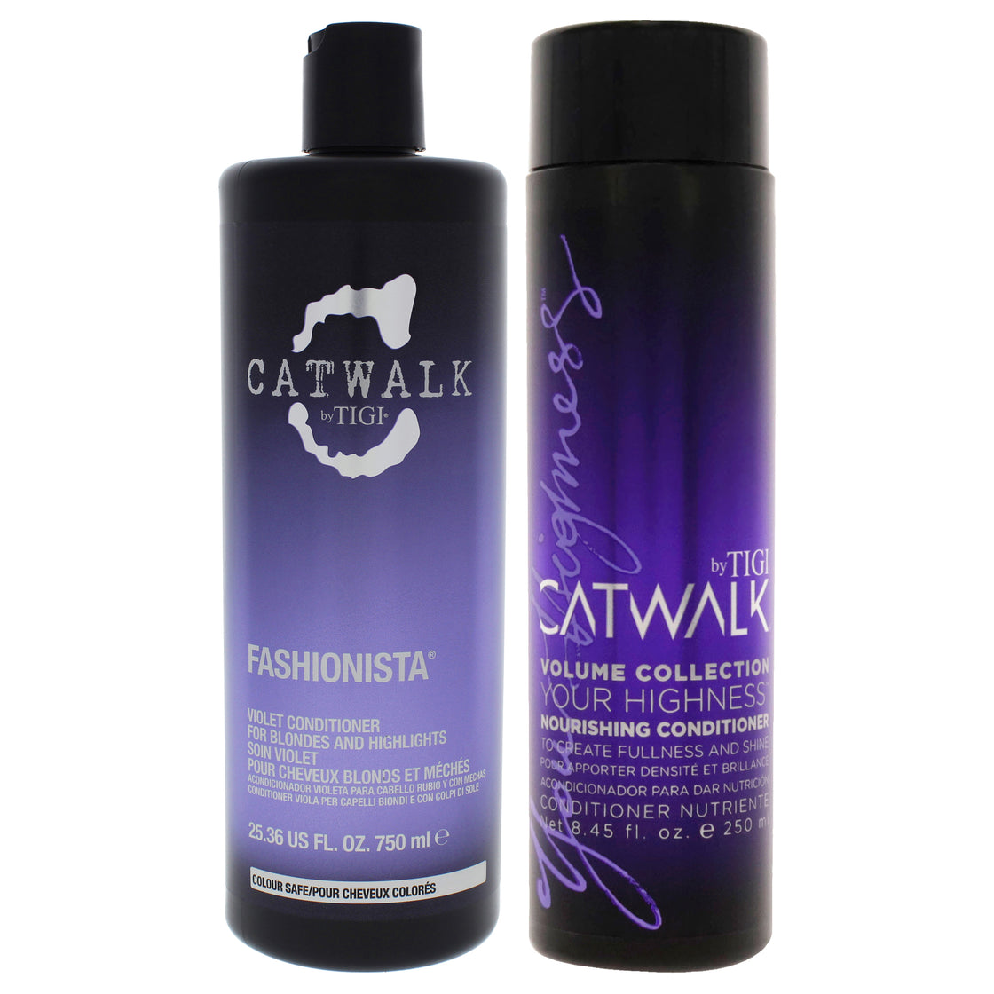 Catwalk Kit by TIGI for Unisex - 2 Pc Kit 25.36oz Catwalk Fashionista Violet Conditioner, 8.45oz Catwalk Your Highness Nourishing Conditioner