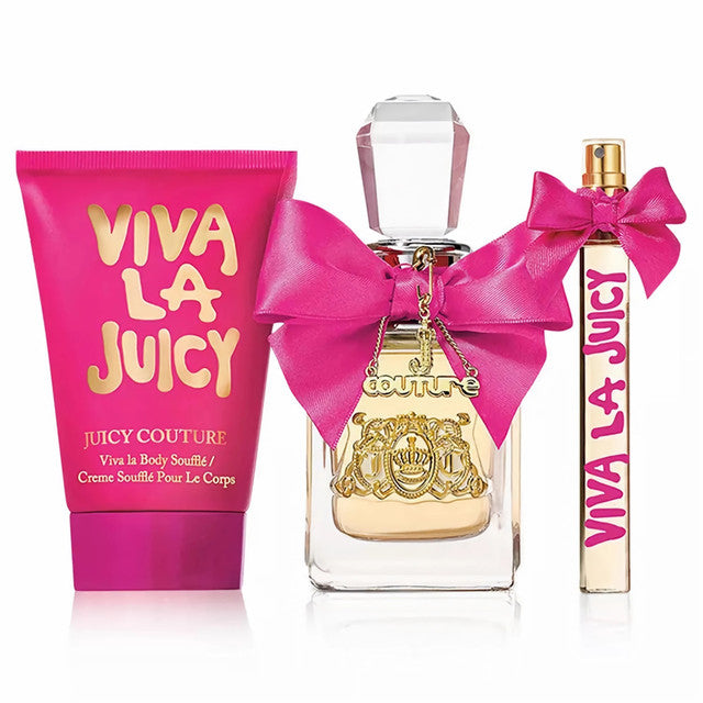 VIVA LA JUICY GOLD COUTURE 3 PCS SET: 1 OZ EAU DE PARFUM SPRAY + 0.33 EAU DE PARFUM SPRAY + 4.2 BODY SOUFFLE