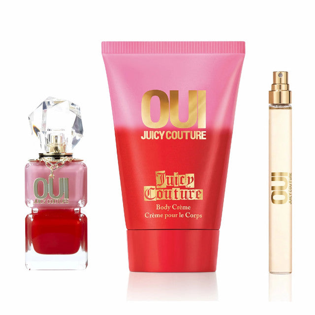 JUICY COUTURE OUI 3 PCS SET: 1 OZ EAU DE PARFUM SPRAY + 0.33 EAU DE PARFUM SPRAY + 4.2 BODY CREAM