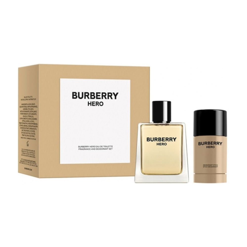 Burberry Hero Gift Set 2 Pc Eau De Toilette For Men and 2.4 oz / 70 ml Deodorant and 3.3 oz / 100 ml