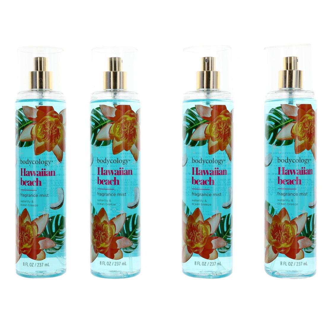 Hawaiian Beach By Bodycology, 4 Pack 8 Oz Fragrance Mist For Women