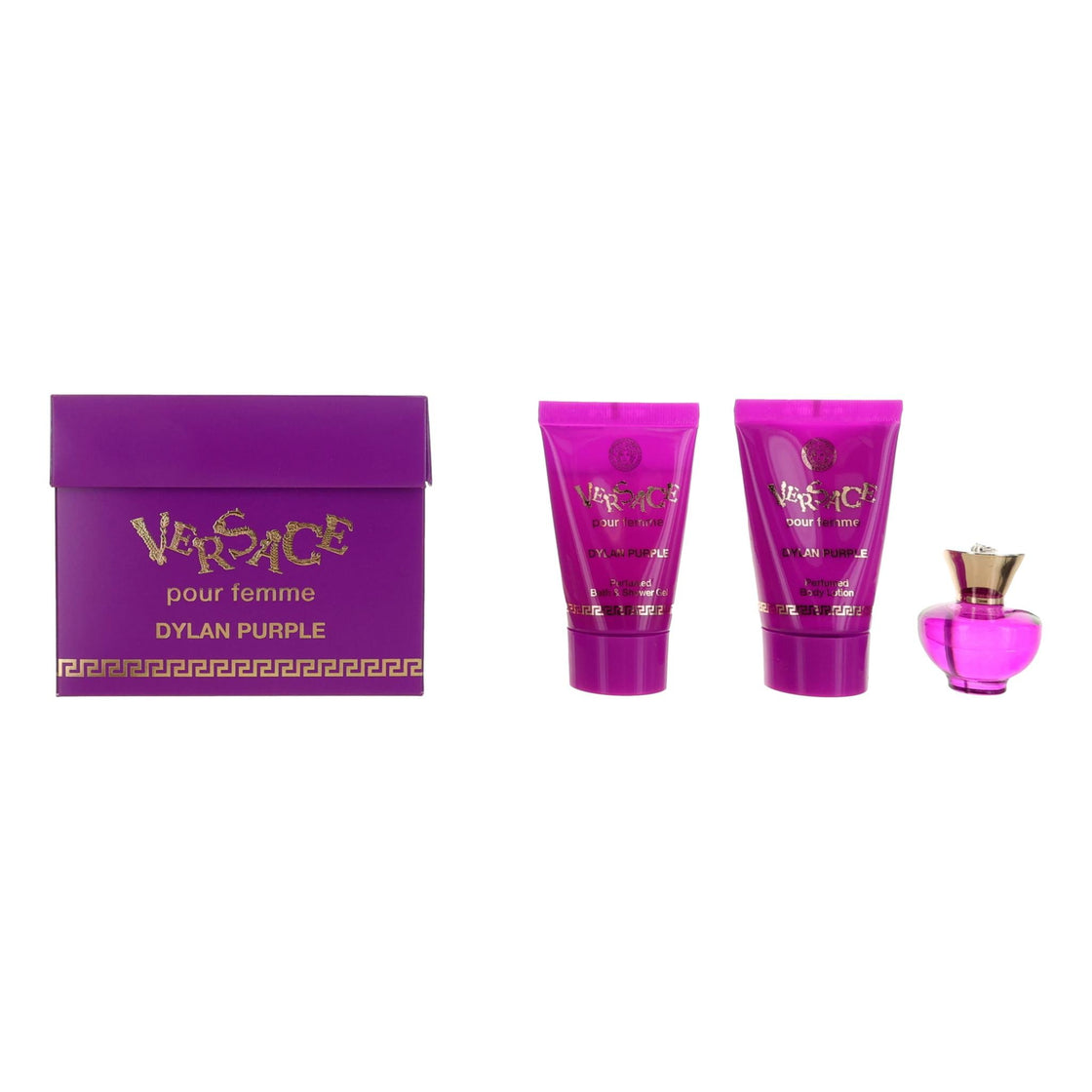 Versace Dylan Purple By Versace, 3 Piece Miniature Gift Set For Women