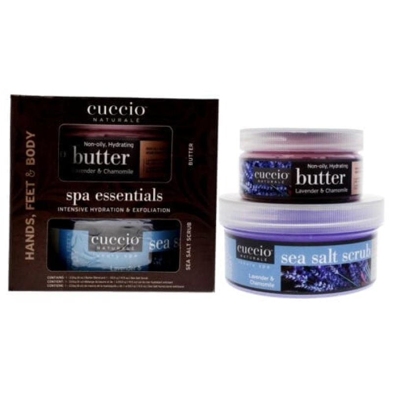 Spa Essentials Kit - Lavender and Chamomile by Cuccio Naturale for Women - 2 Pc 19.5oz Sea Salt Scrub, 8oz Butter Blend