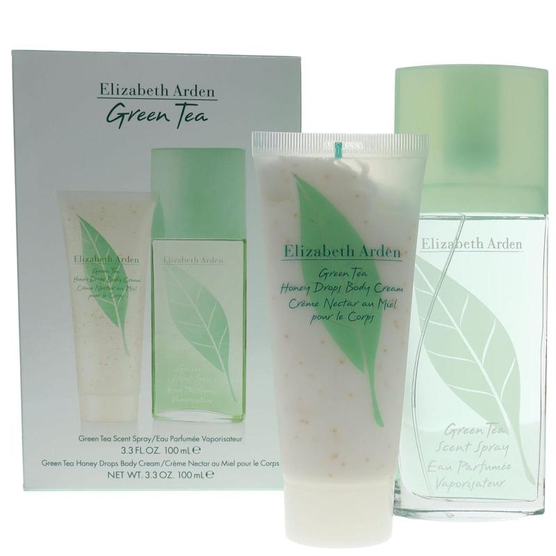 GREEN TEA 2 PCS SET FOR WOMEN: 3.3 EAU DE PARFUM SPRAY + 3.3 HONEY DROPS BODY CREAM