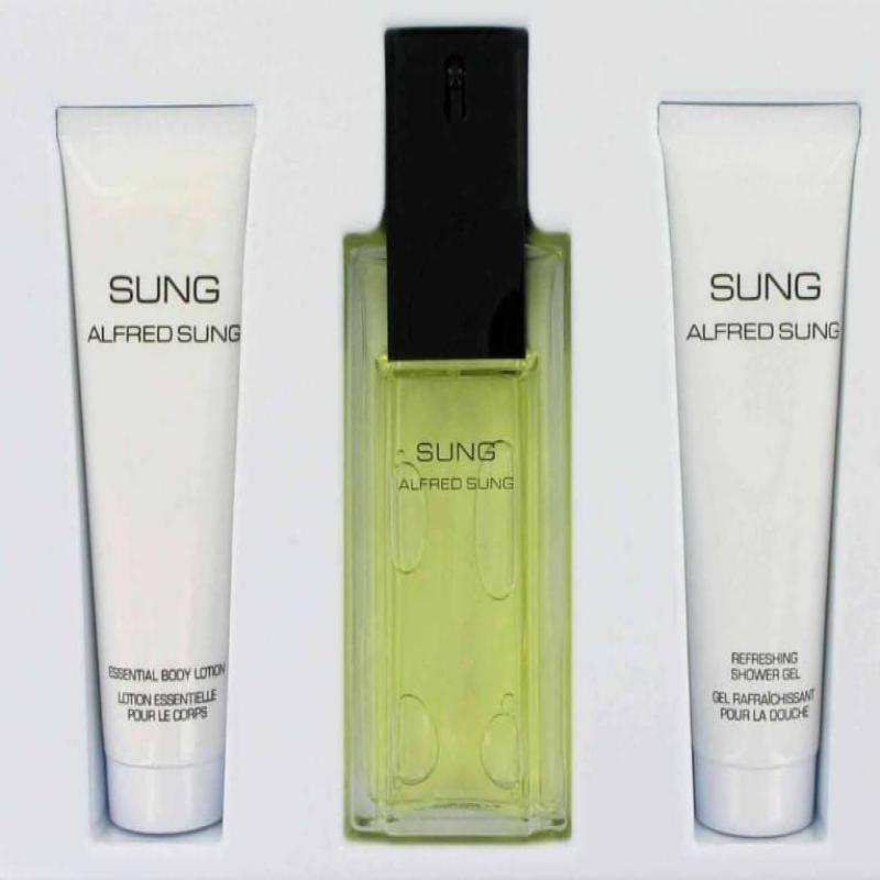 ALFRED SUNG 3 PCS SET FOR WOMEN: 3.4 EAU DE TOILETTE SPRAY + 2.5 BODY LOTION + 2.5 SHOWER GEL