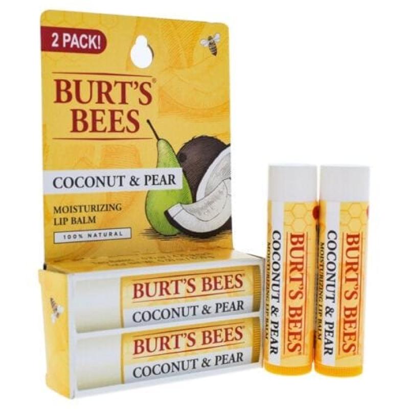 Coconut and Pear Moisturizing Lip Balm Twin Pack by Burts Bees for Unisex - 2 x 0.15 oz Lip Balm