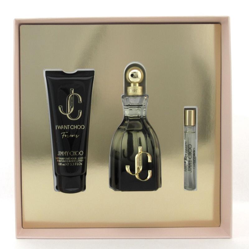 JIMMY CHOO I WANT CHOO FOREVER 3 PCS SET FOR WOMEN: 3.4 EAU DE PARFUM + 0.25 EAU DE PARFUM + 3.4 BODY LOTION