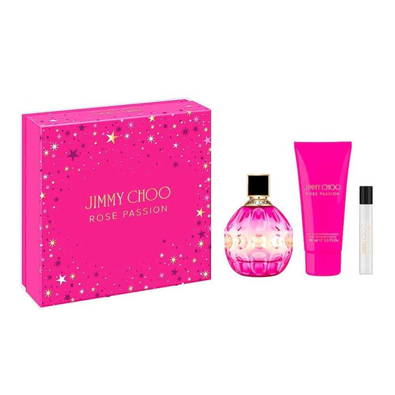 Jimmy Choo Rose Passion 3 Pcs Set: 3.3 Eau De Parfum Spray+ 0.25 Eau De Parfum Spray + 3.3 Body Lotion