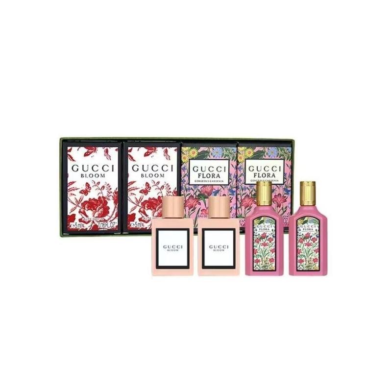 GUCCI 4 PCS MINI SET FOR WOMEN: 2 X BLOOM 0.16 EAU DE PARFUM + 2 X FLORA GORGEOUS GARDENIA 0.16 EAU DE PARFUM