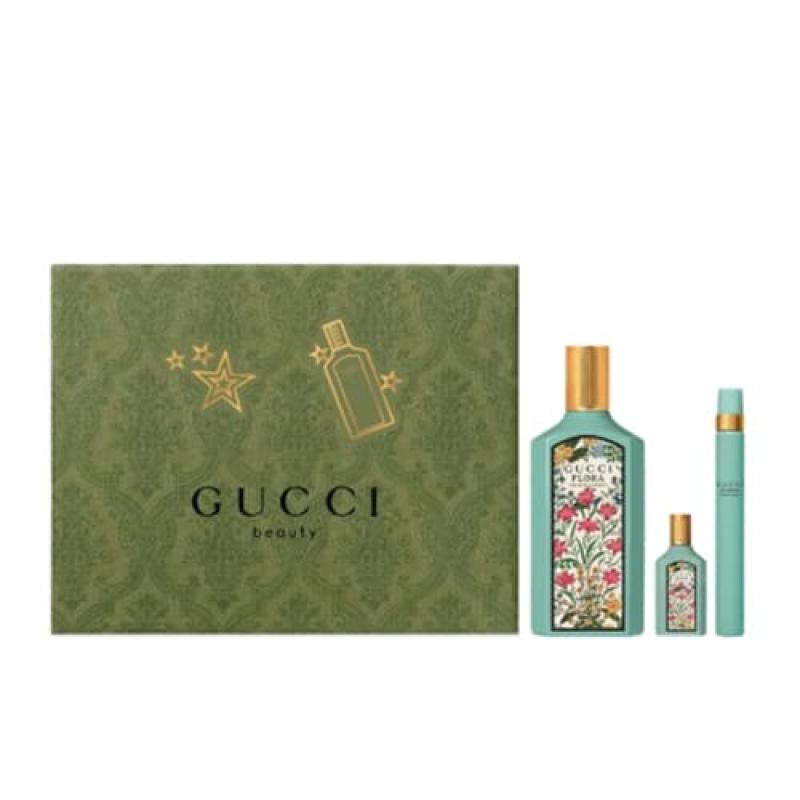 Gucci Flora Gorgeous Jasmine 3 Pcs Set For Women: 3.3 Eau De Parfum Spray + 0.16 Eau De Parfum + 0.33 Eau De Parfum Spray