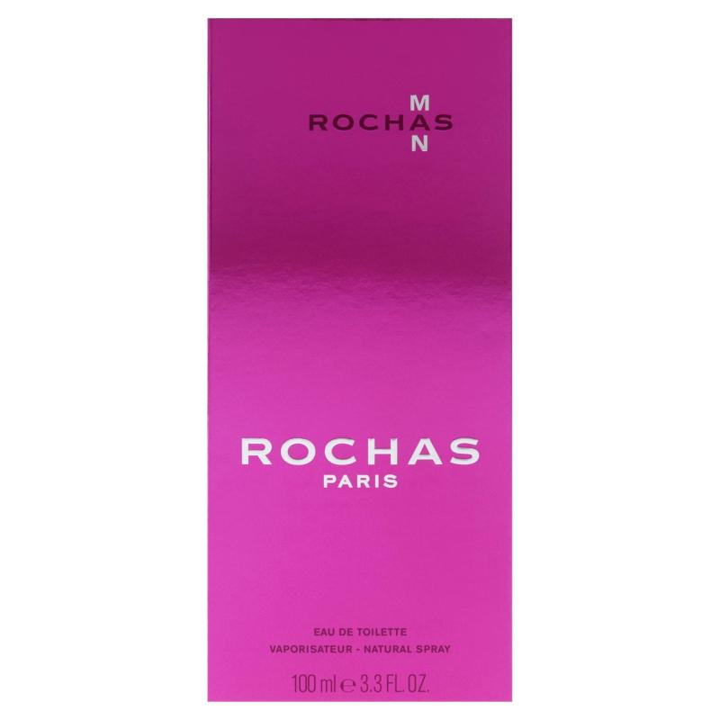 Rochas Man Eau de Toilette, Woody Gourmand, 3.3 Fl Oz