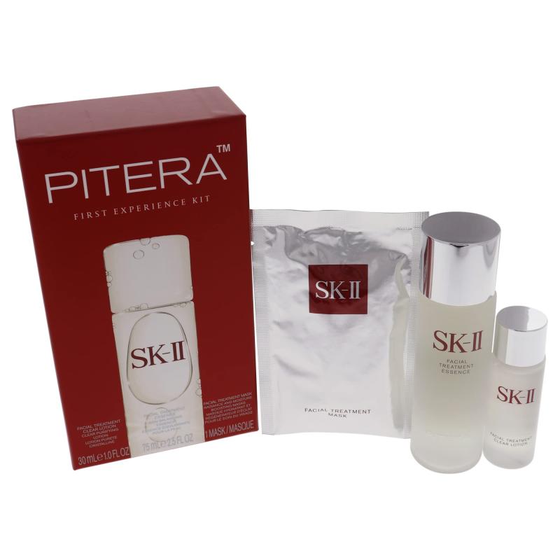 Pitera First Experience Kit by SK-II for Unisex - 3 Pc 2.5oz Facial Treatment Essence , 1oz Facial Treatment Clear Lotion, 1Pc Facial Treatment Mask