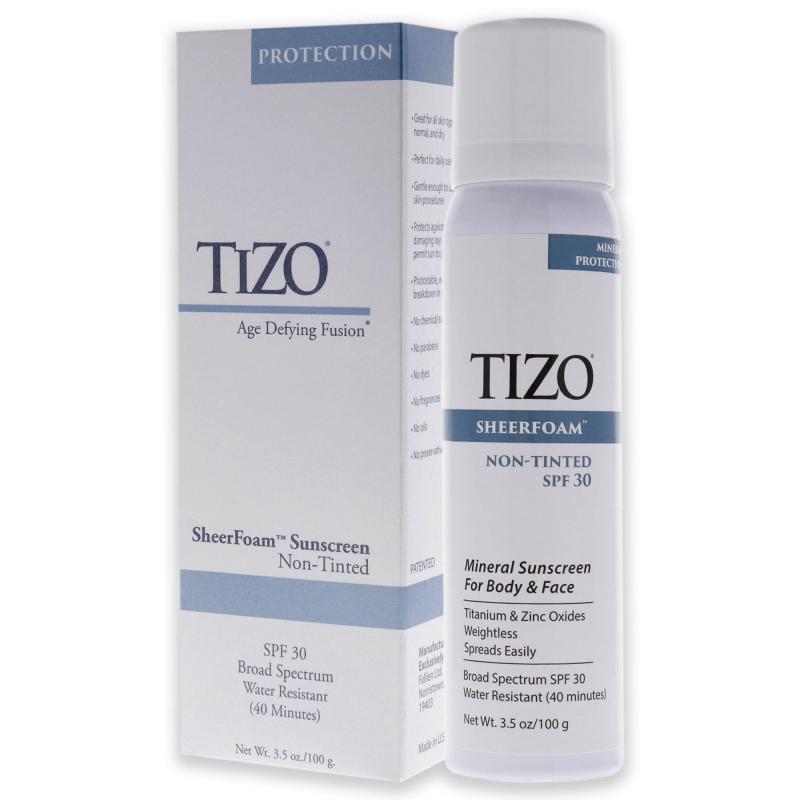 SheerFoam Body And Face Non-Tinted SPF 30 by Tizo for Unisex - 3.5 oz Sunscreen