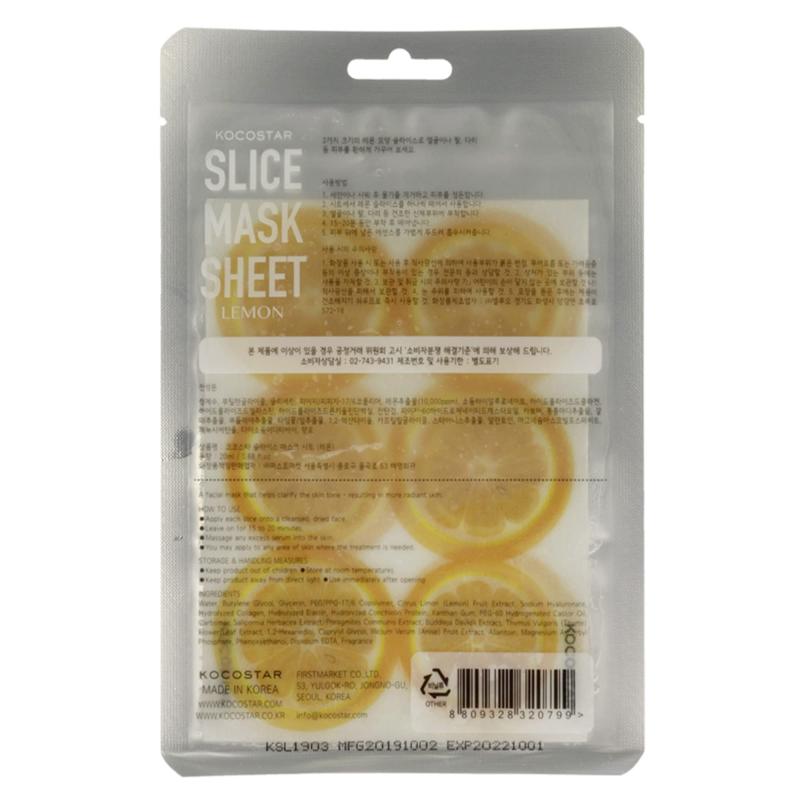 Slice Sheet Mask - Lemon by Kocostar for Unisex - 1 Pc Mask - Pack of 6