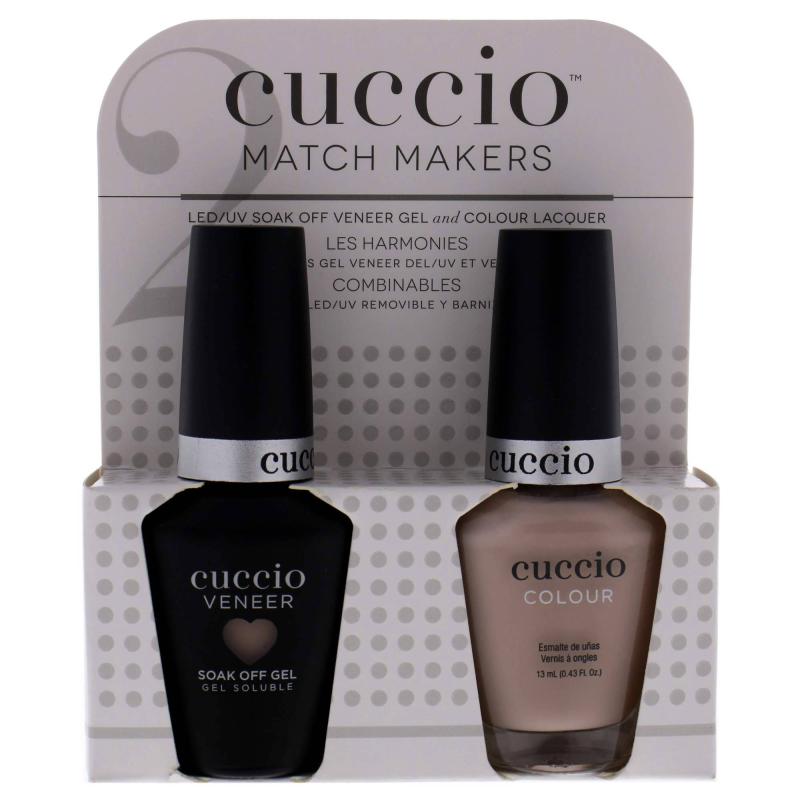 Match Makers Set - Bite Your Lip by Cuccio Colour for Women - 2 Pc 0.44oz Veneer Soak Of Gel Nail Polish, 0.43oz Colour Nail Polish