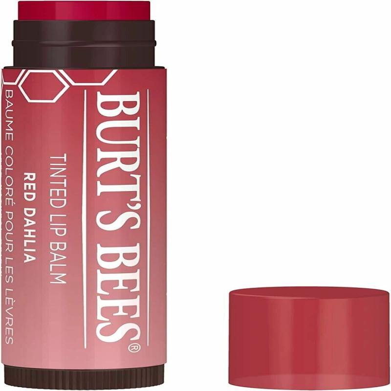 Burts Bees 100% Natural Tinted Lip Balm, Red Dahlia with Shea Butter &amp; Botanical Waxes 1 Tube