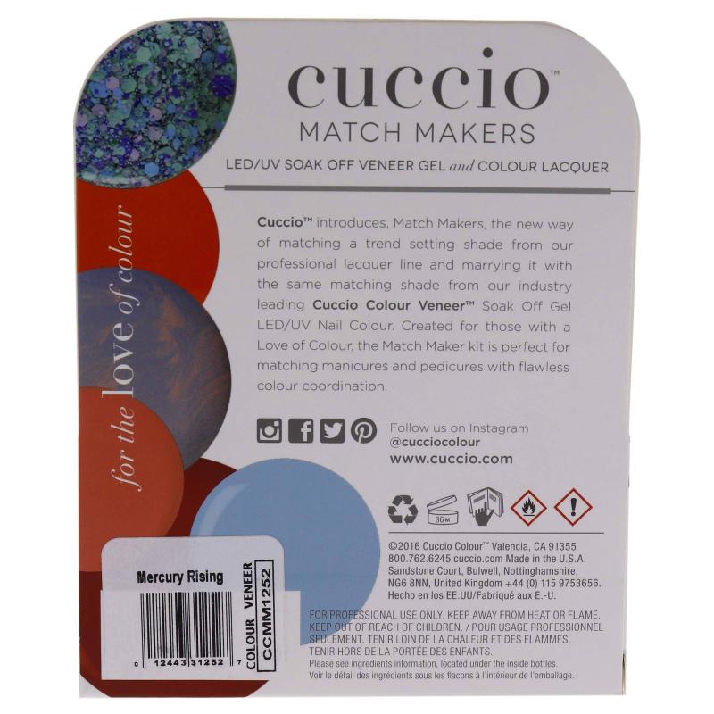 Match Makers Set - Mercury Rising by Cuccio Colour for Women - 2 Pc 0.44oz Veneer Soak Of Gel Nail Polish, 0.43oz Colour Nail Polish