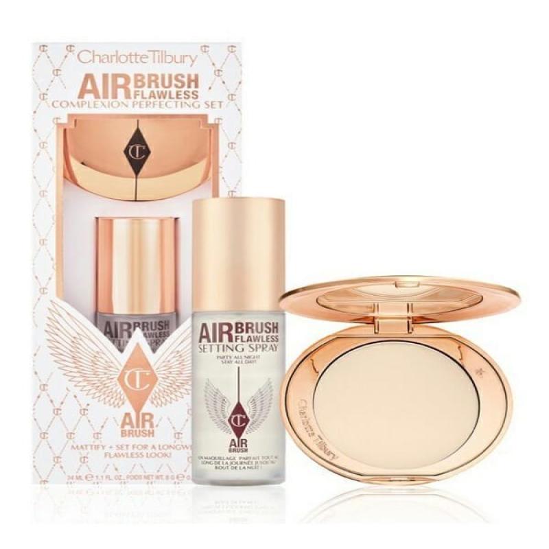 Charlotte Tilbury Complexion Perfecting Set - Airbrush Finish Flawless Finish Powder Fair 01 + Setting Spray 34ml - 505644660995