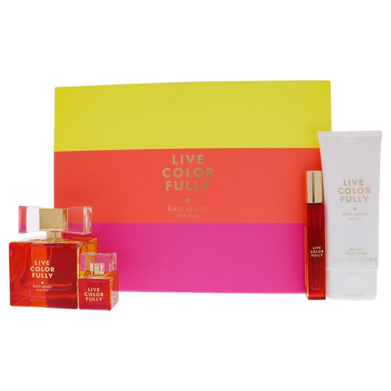 Live Colorfully by Kate Spade for Women - 4 Pc Gift Set 3.4oz EDP Spray, 0.25oz Replica, 3.4oz Body Lotion, 0.34oz Pencil Spray